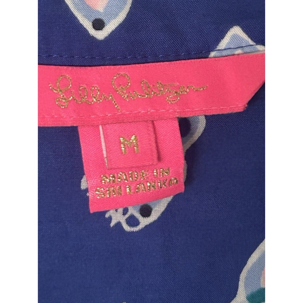 Lilly Pulitzer Lapis Engineered Asani Tunic M Blues Pinks Elephants Boho - Picture 6 of 12